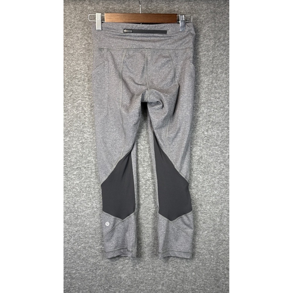Lululemon Pace Rival Mid Rise Crop 22" Heather Gray/Black LW6AVLS Size 4 LW6AVLS